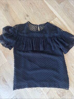 J. Crew Black Swiss Dot Sheer Tank